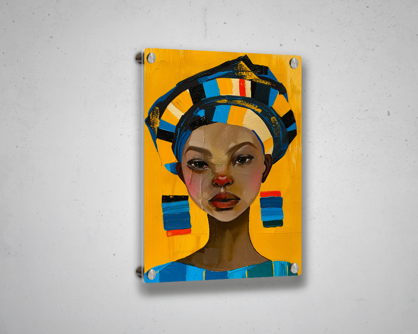 African Woman Watercolor Painting Portrait Abstract Canvas Art