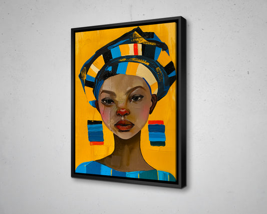 African Woman Watercolor Painting Portrait Abstract Canvas Art