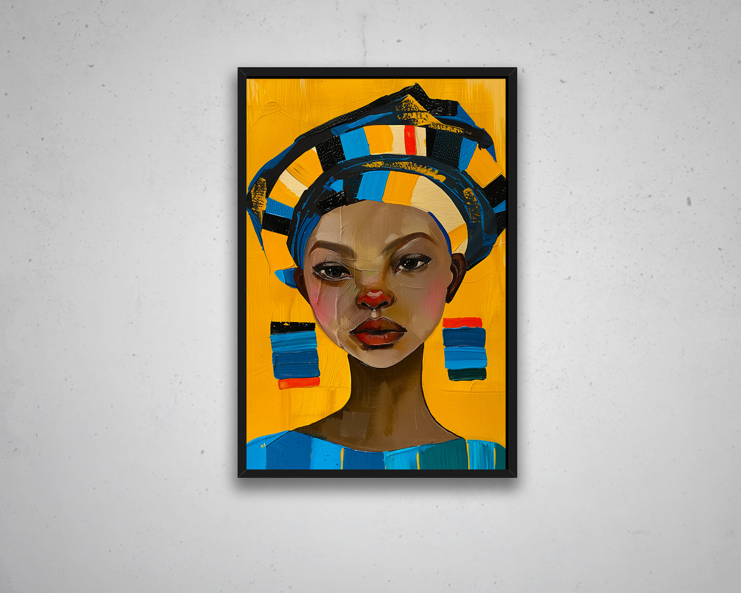 African Woman Watercolor Painting Portrait Abstract Canvas Art