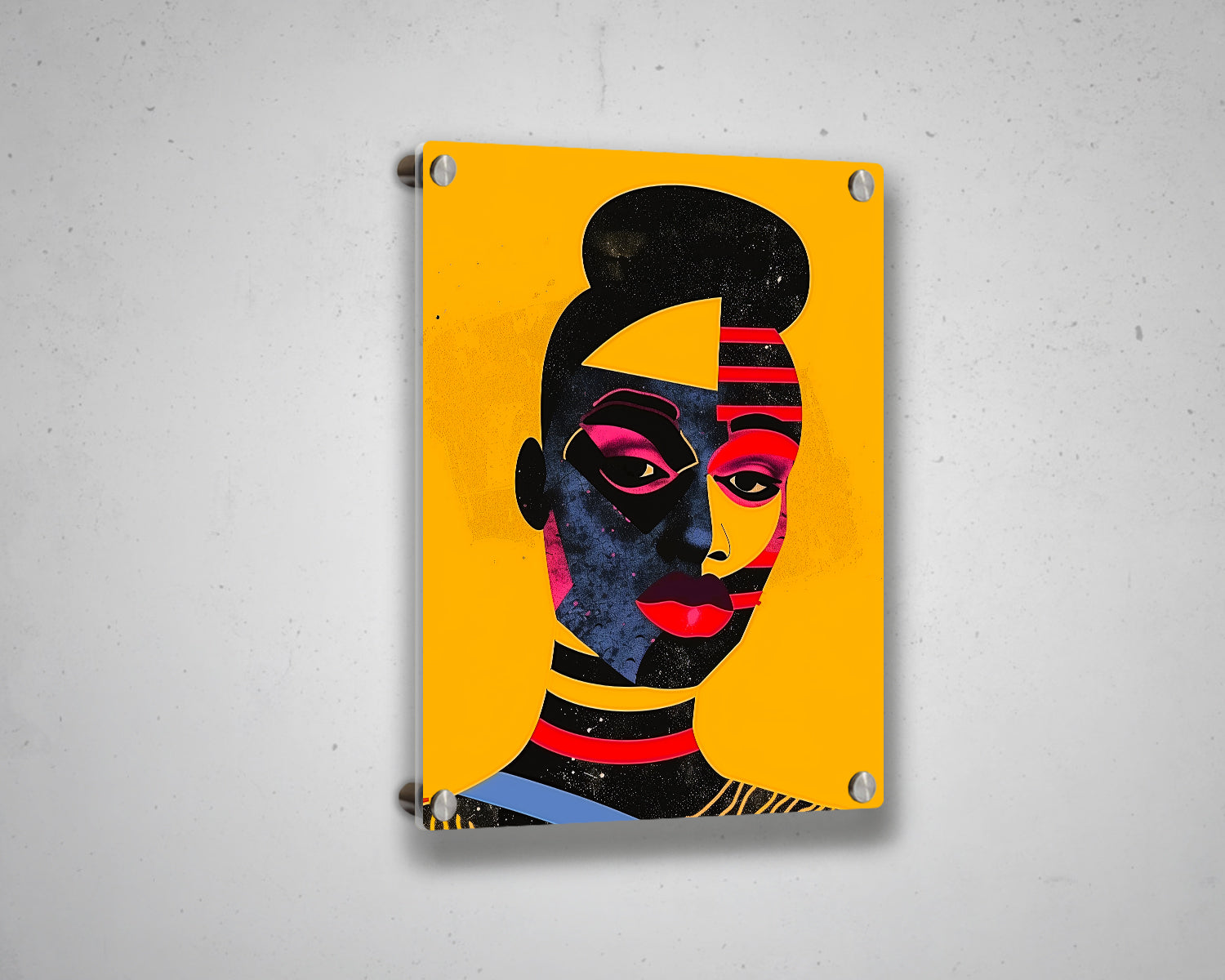 African Modern Abstract Geometric Face Canvas Painting Contemporary Canvas Art