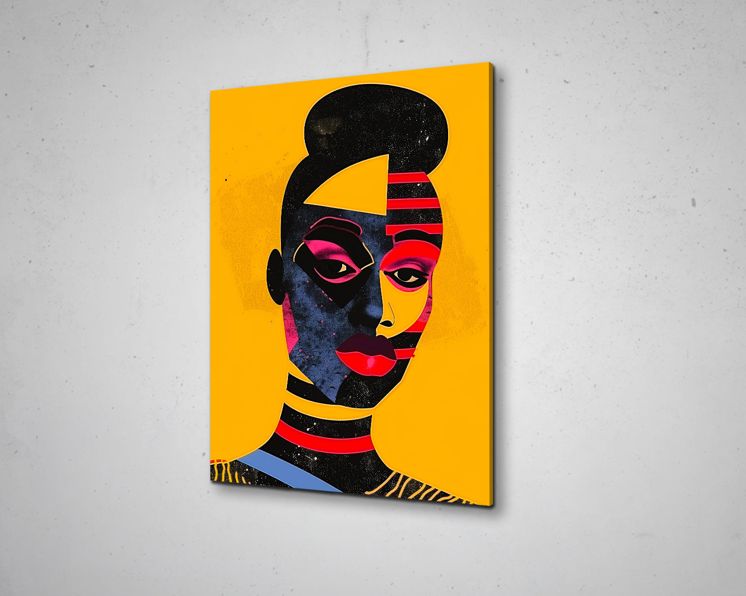 African Modern Abstract Geometric Face Canvas Painting Contemporary Canvas Art