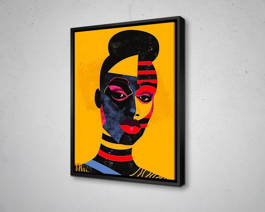 African Modern Abstract Geometric Face Canvas Painting Contemporary Canvas Art