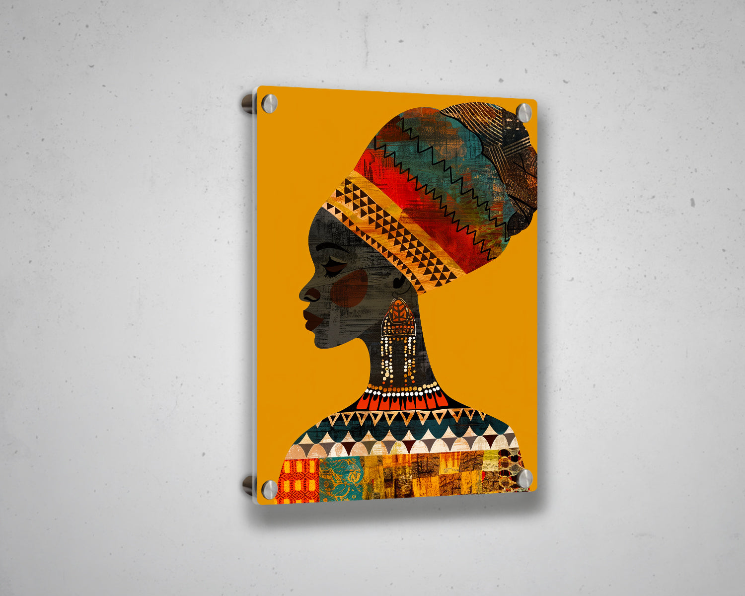 African Woman Watercolor Painting Portrait Abstract Canvas Art