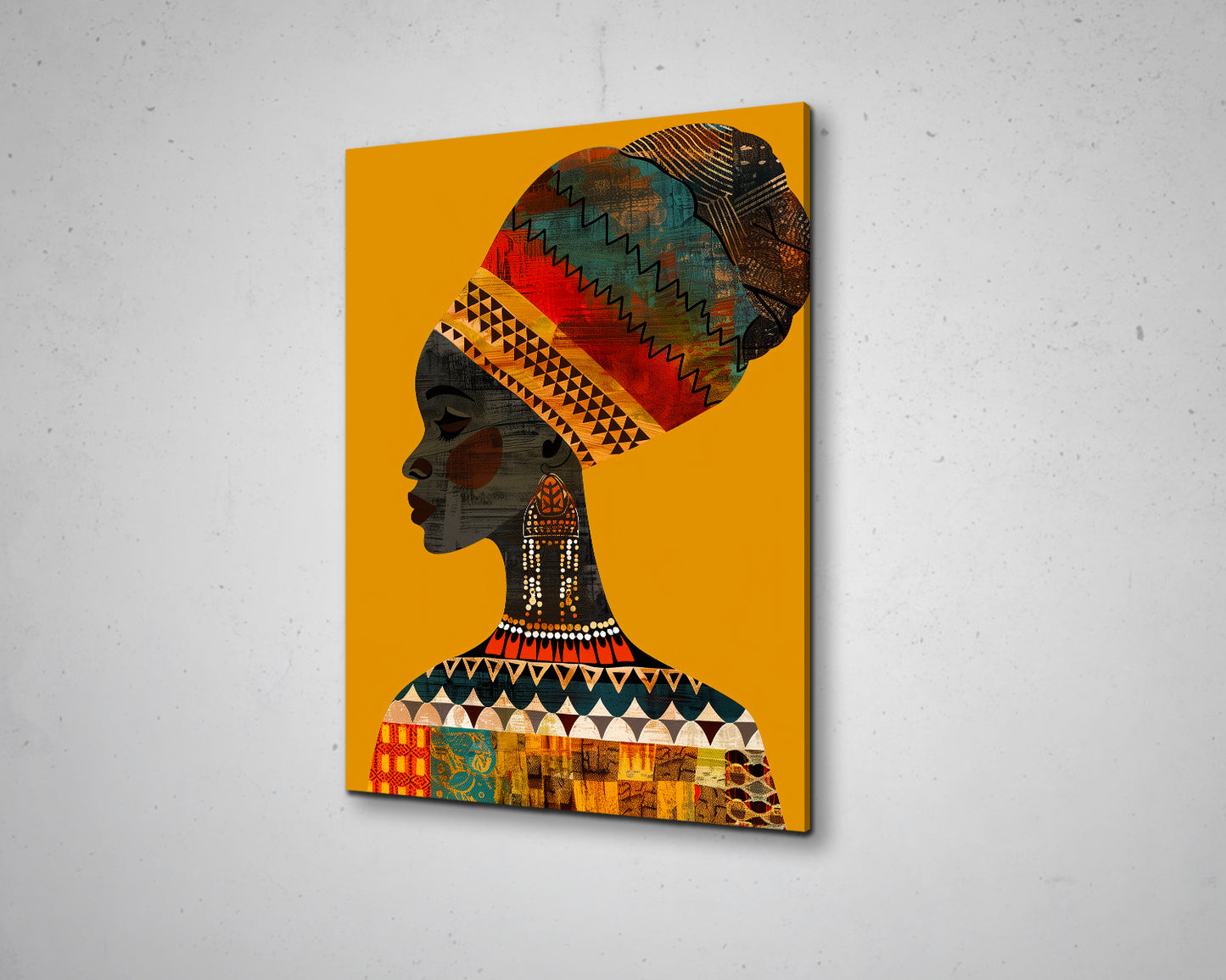 African Woman Watercolor Painting Portrait Abstract Canvas Art