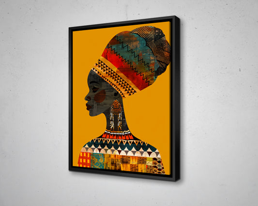 African Woman Watercolor Painting Portrait Abstract Canvas Art