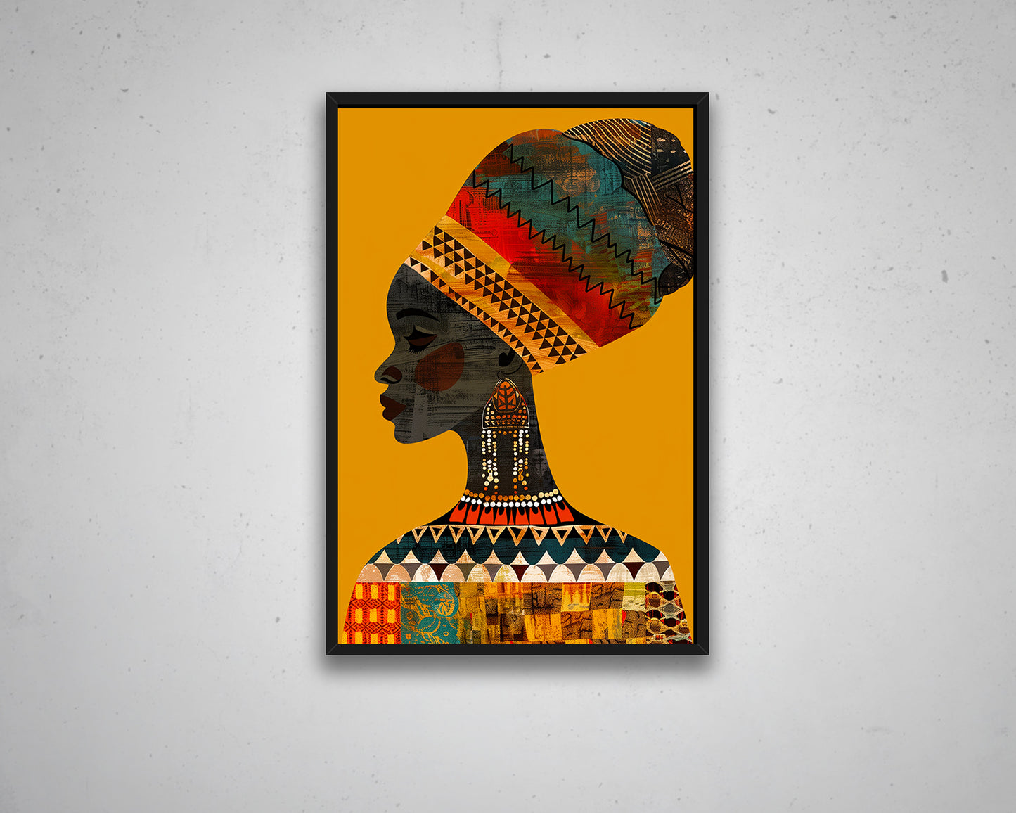 African Woman Watercolor Painting Portrait Abstract Canvas Art