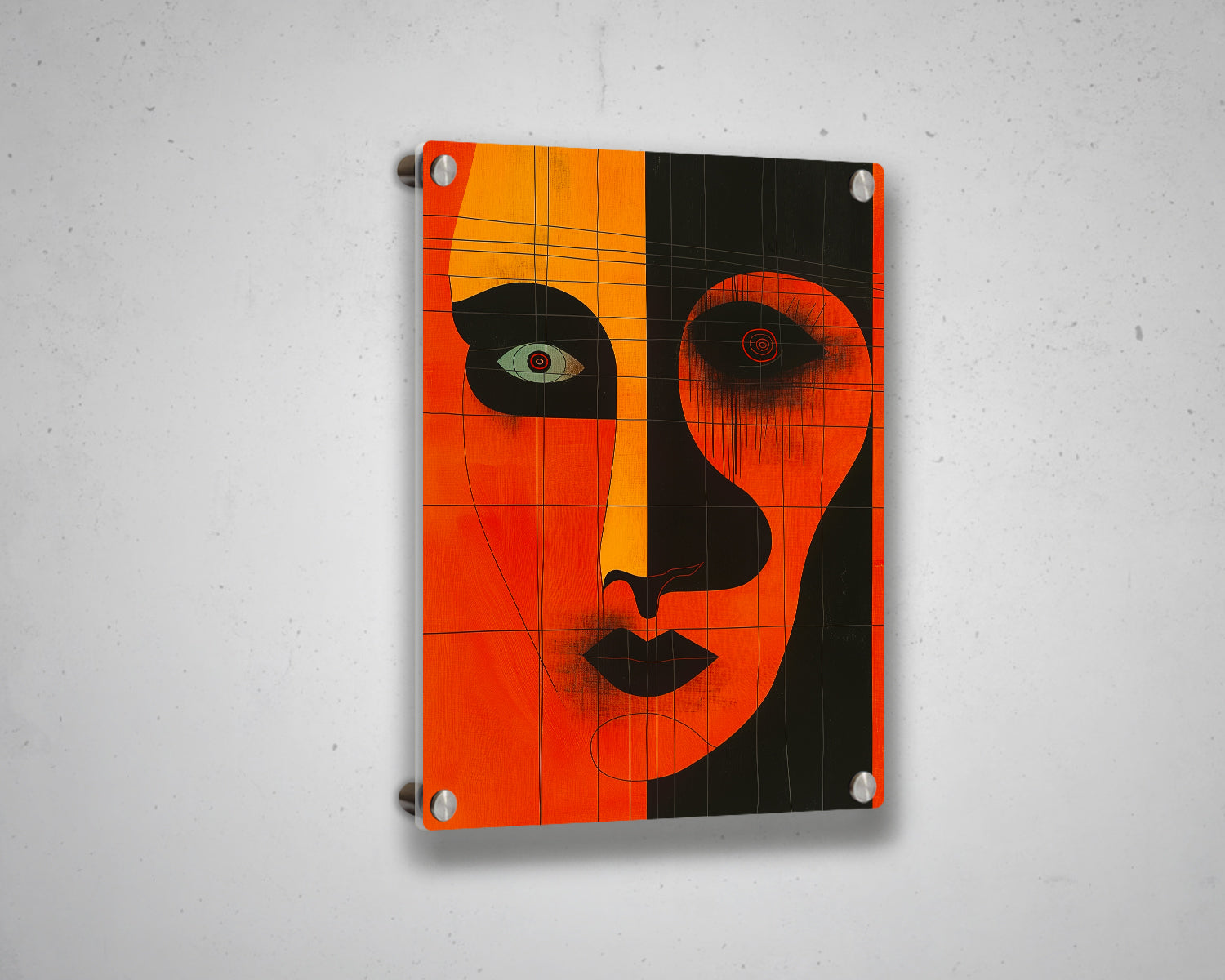 Modern Abstract Geometric Face Canvas Painting Contemporary Canvas Art