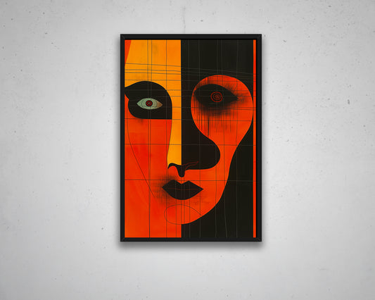 Modern Abstract Geometric Face Canvas Painting Contemporary Canvas Art