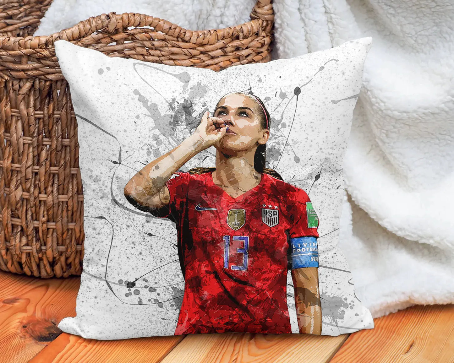 Almohada con efecto salpicadura de Alex Morgan