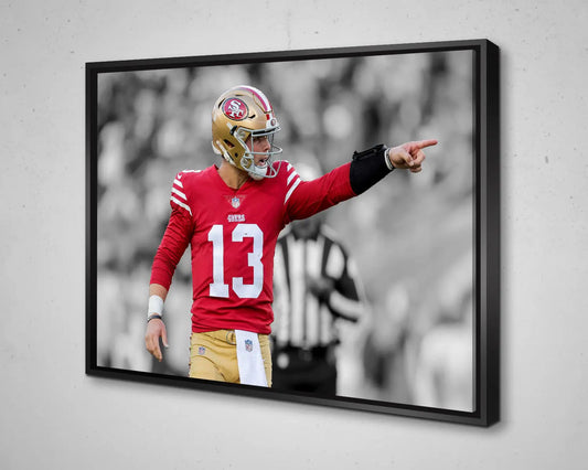 Brock Purdy Black & White Canvas Print | NFL Wall Art