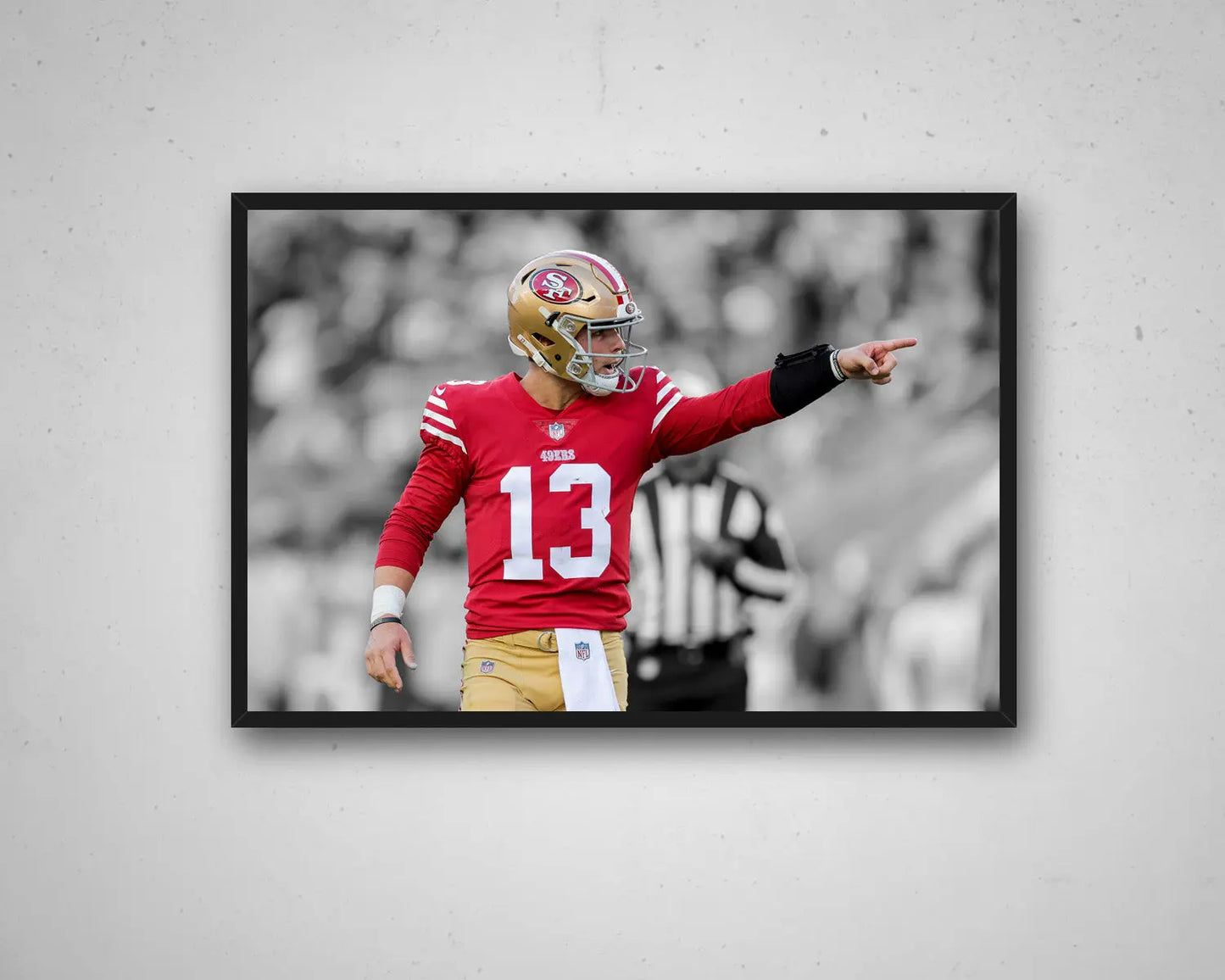Brock Purdy Black & White Canvas Print | NFL Wall Art