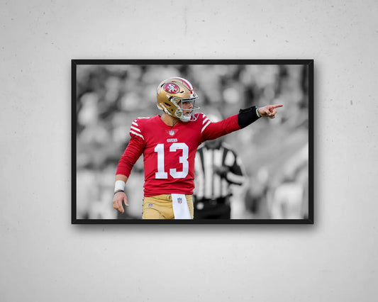 Brock Purdy Black & White Canvas Print | NFL Wall Art
