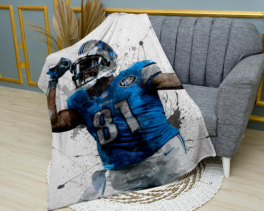 Calvin Johnson Detroit Lions Splash Effect Fleece Blanket