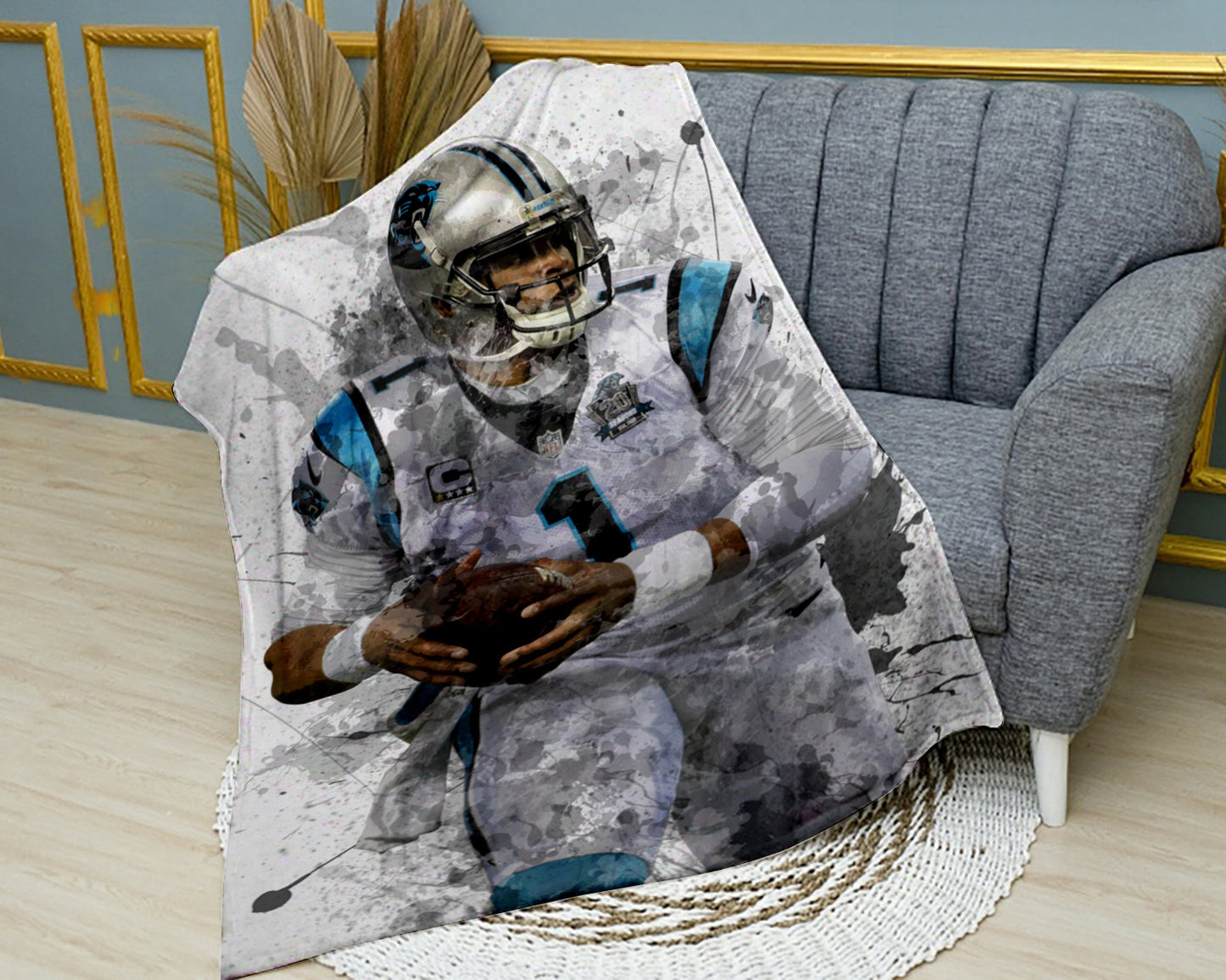 Cam Newton Carolina Panthers Splash Effect Fleece Blanket