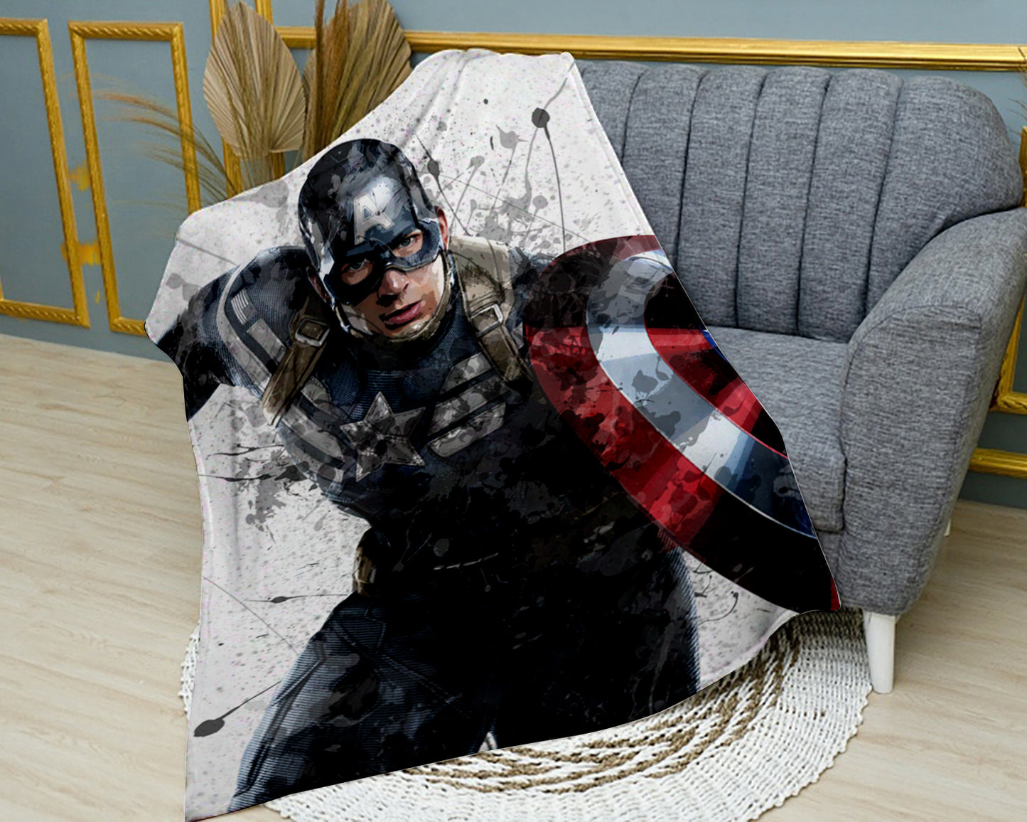 Captain America Splash Effect Fleece Blanket