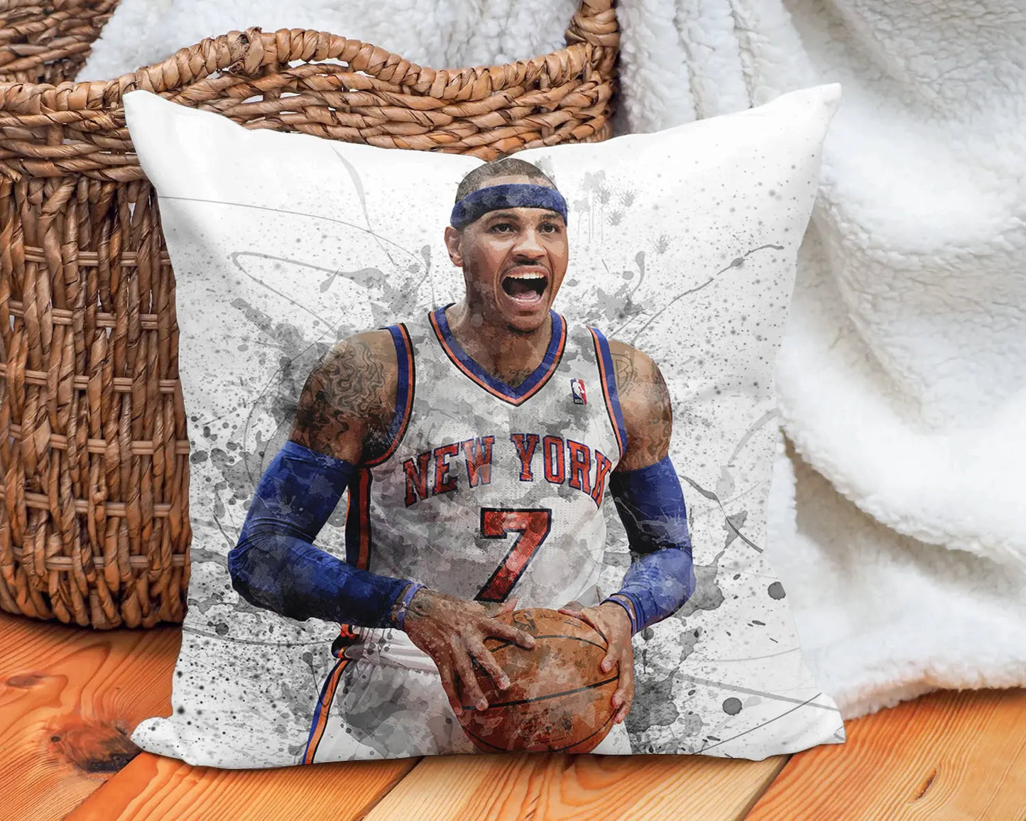 Almohada con efecto salpicadura de Carmelo Anthony