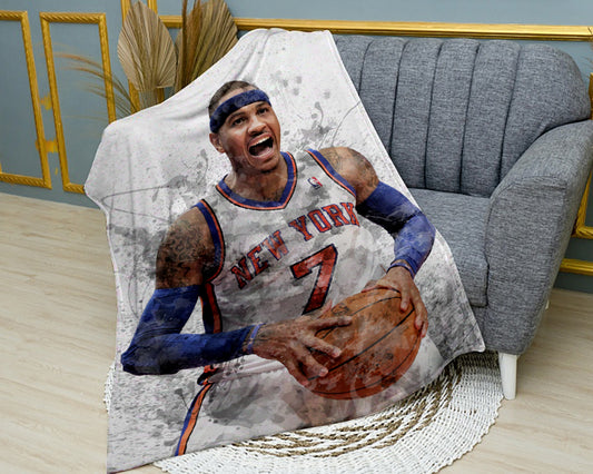 Carmelo Anthony New York Splash Effect Fleece Blanket