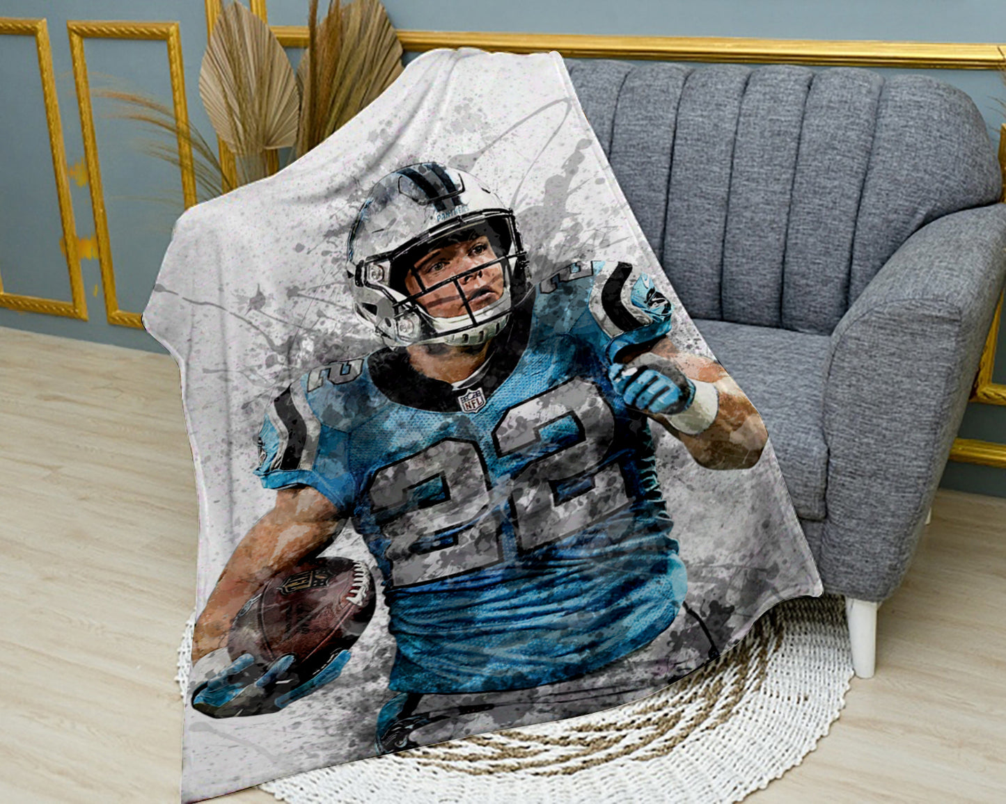 Christian McCaffrey Carolina Panthers Splash Effect Fleece Blanket