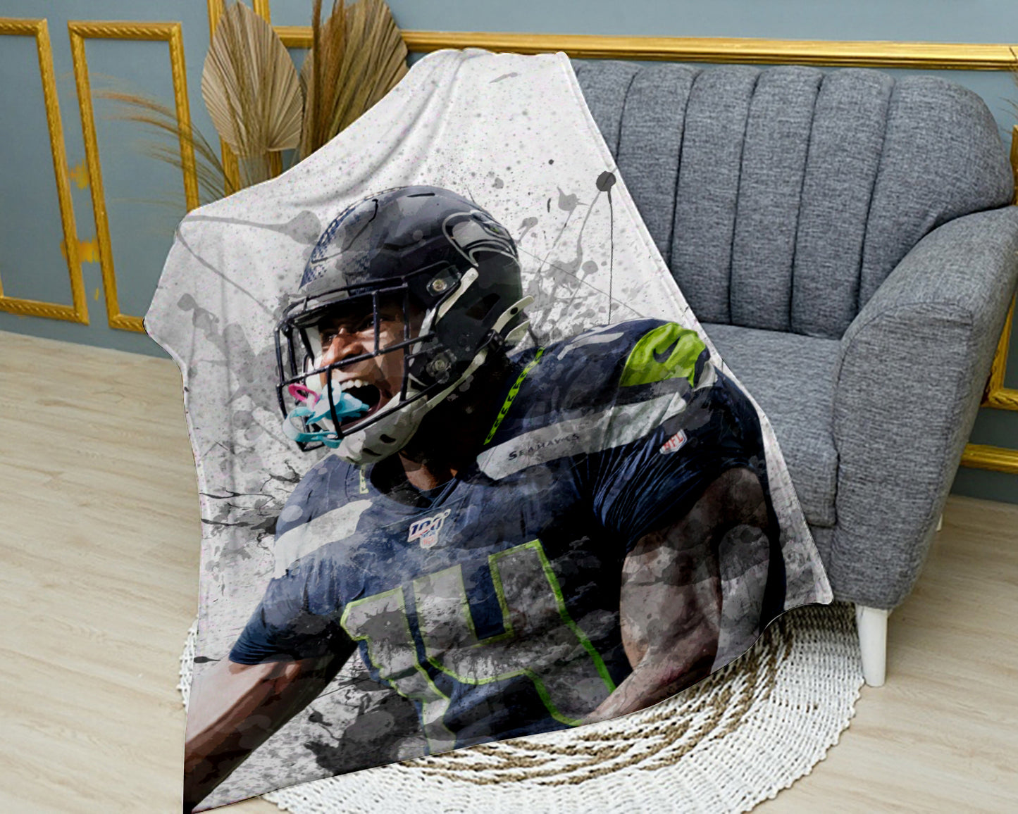 DK Metcalf Seattle Seahawks Splash Effect Fleece Blanket