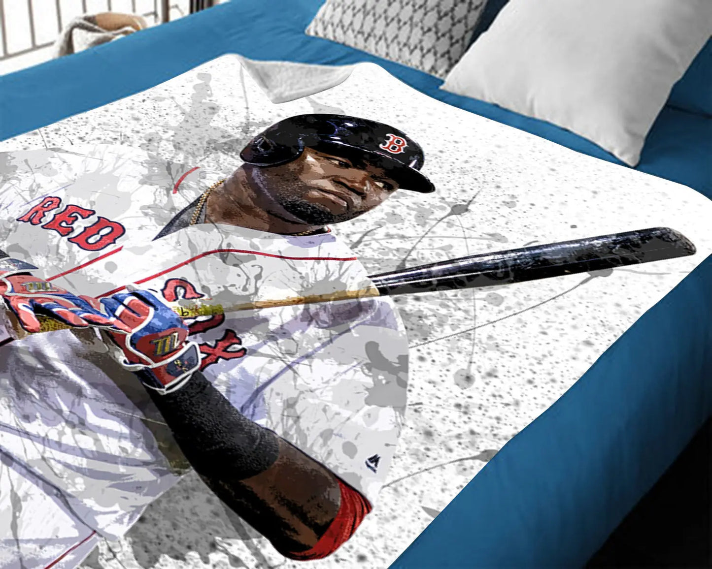 David Ortiz Boston Red Sox Splash Effect Fleece Blanket
