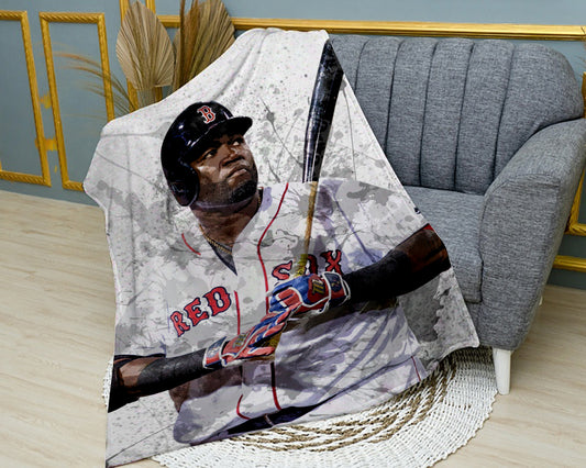 David Ortiz Boston Red Sox Splash Effect Fleece Blanket