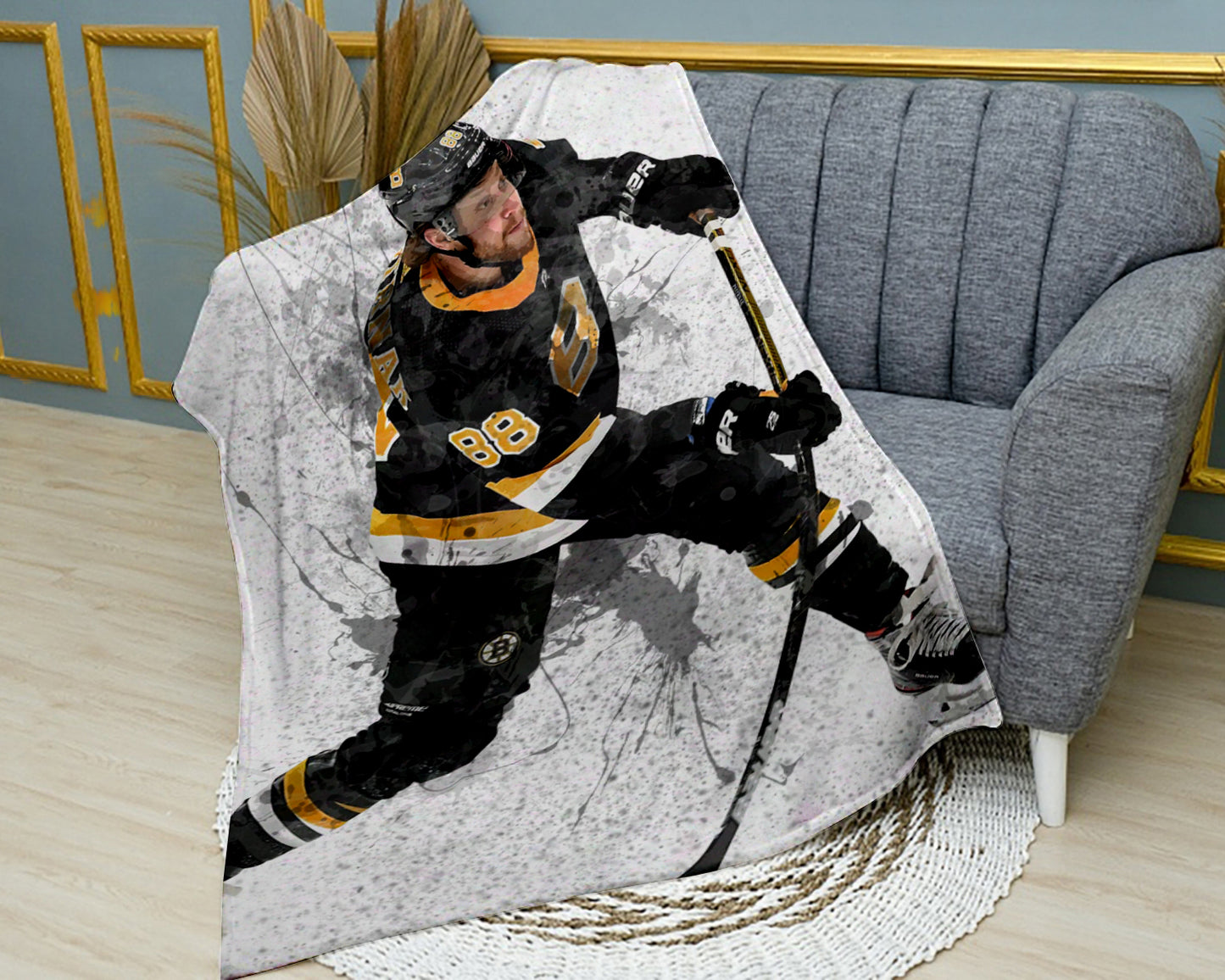 David Pastrňák Boston Bruins Splash Effect Fleece Blanket