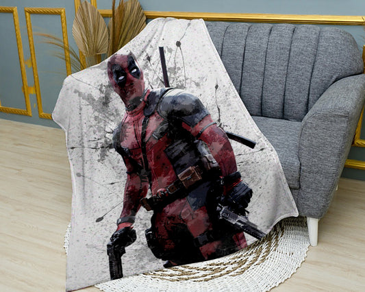 Manta polar con efecto salpicadura de Deadpool