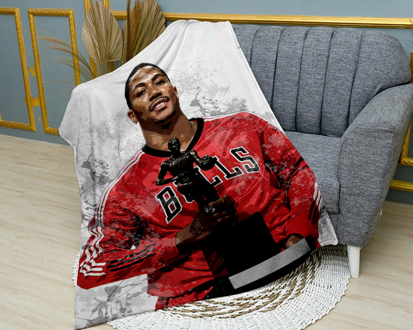 Derrick Rose Chicago Bulls Splash Effect Fleece Blanket