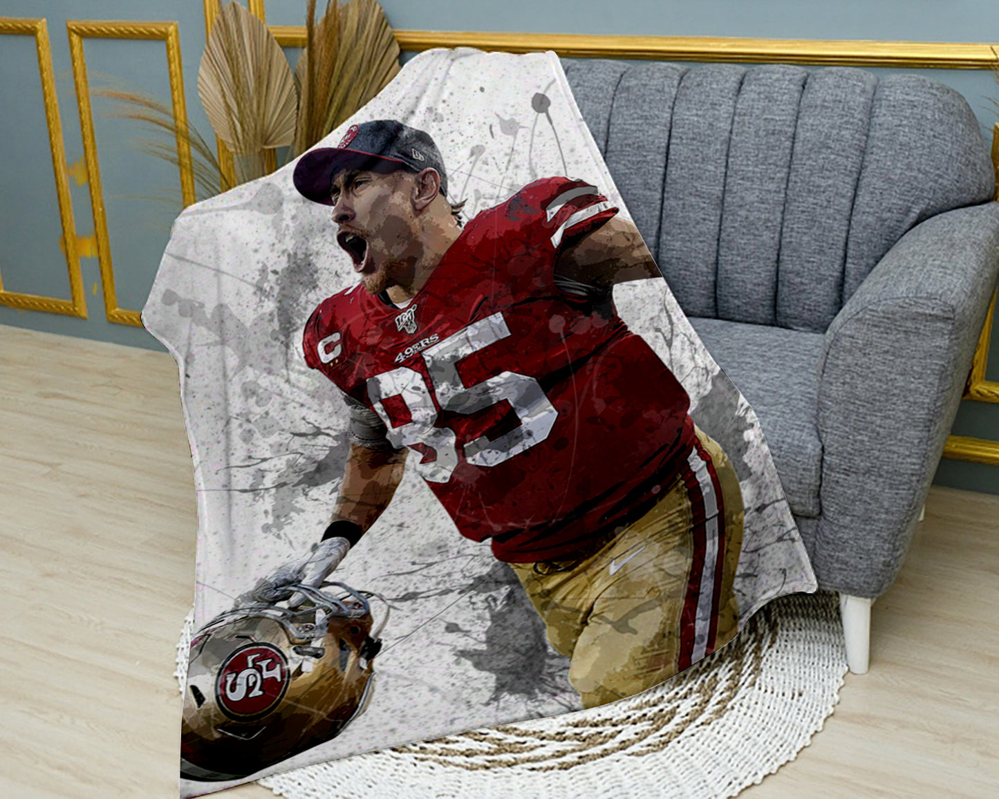 George Kittle San Francisco 49ers Splash Effect Fleece Blanket