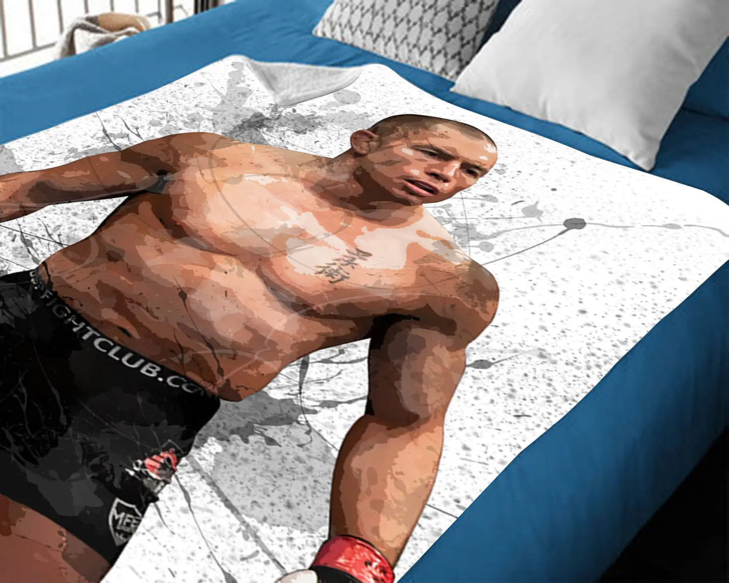 Georges St-Pierre Splash Effect Fleece Blanket Style 1