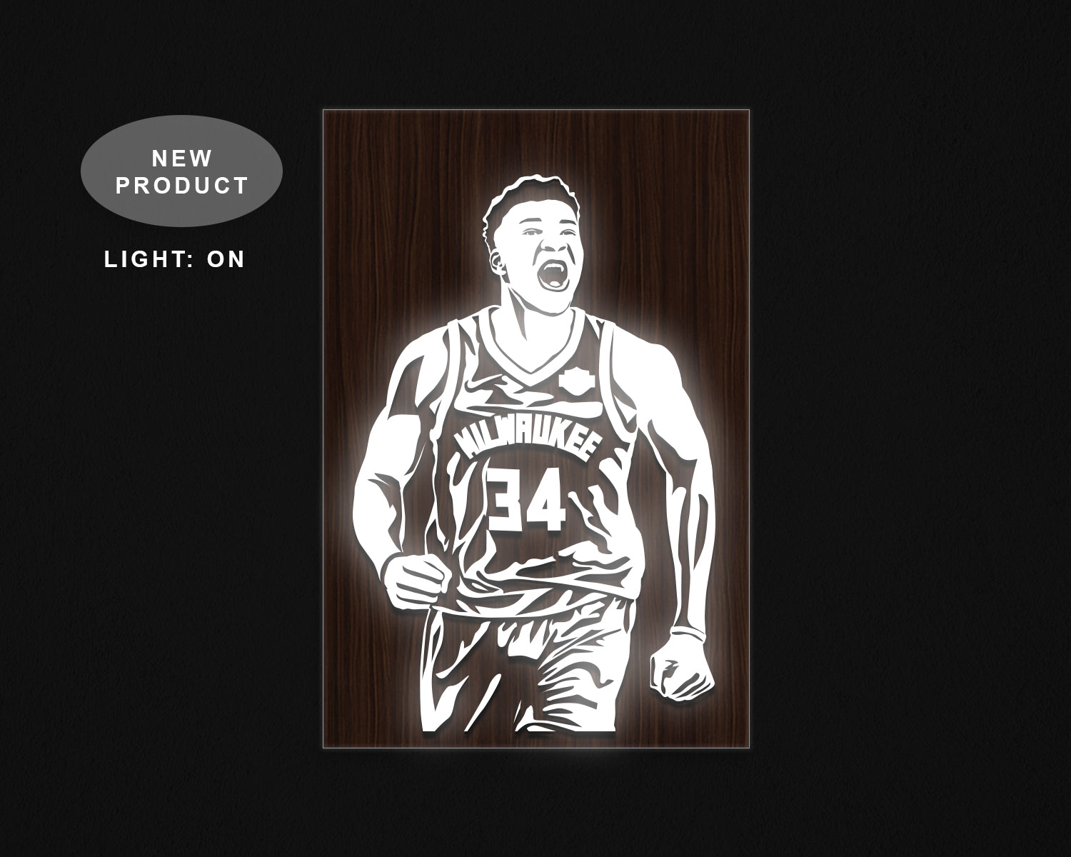 Giannis Antetokounmpo LED Wooden Decal