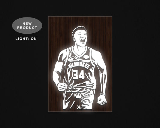 Giannis Antetokounmpo LED Wooden Decal