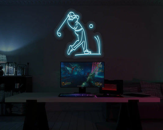 Golf Player Swing Neon Sign