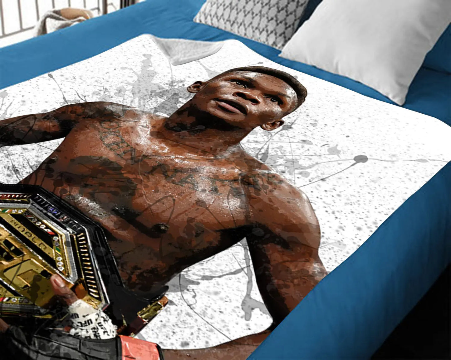 Israel Adesanya Splash Effect Fleece Blanket