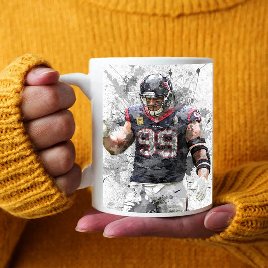 Taza y posavasos con efecto salpicado de JJ Watt