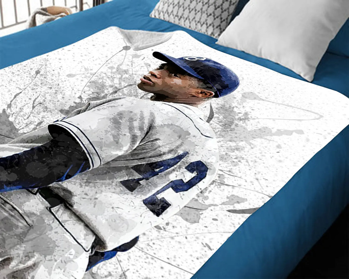 Jackie Robinson Splash Effect Fleece Blanket