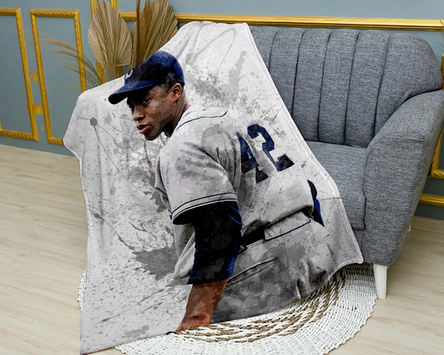 Jackie Robinson Splash Effect Fleece Blanket