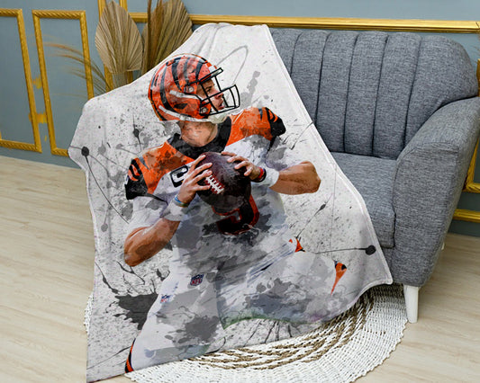 Joe Burrow Splash Effect Fleece Blanket