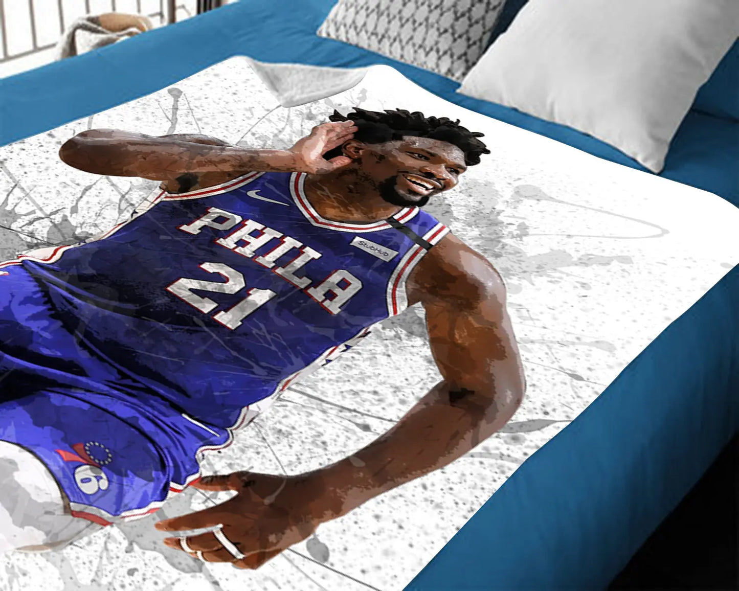 Joel Embiid Splash Effect Fleece Blanket