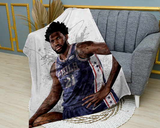 Joel Embiid Splash Effect Fleece Blanket Style 1