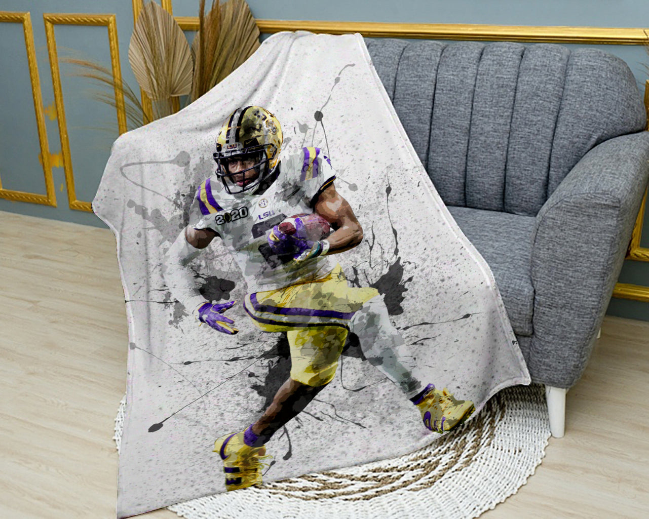 Manta polar con efecto salpicado de Justin Jefferson