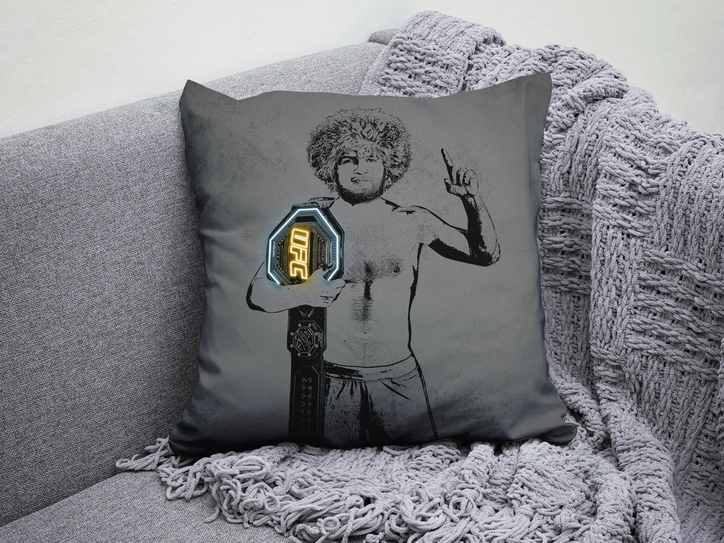 Khabib Nurmagomedov Neon Effect Pillow
