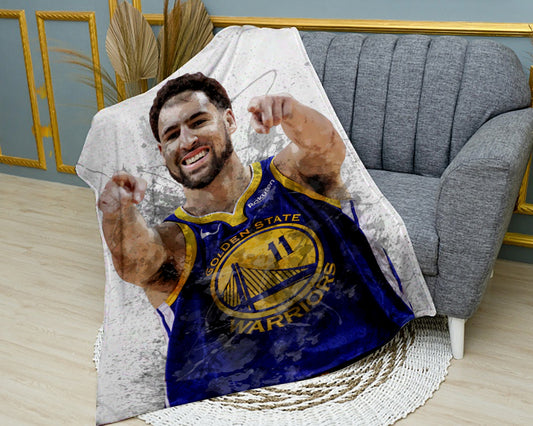 Klay Thompson Splash Effect Fleece Blanket Style 1