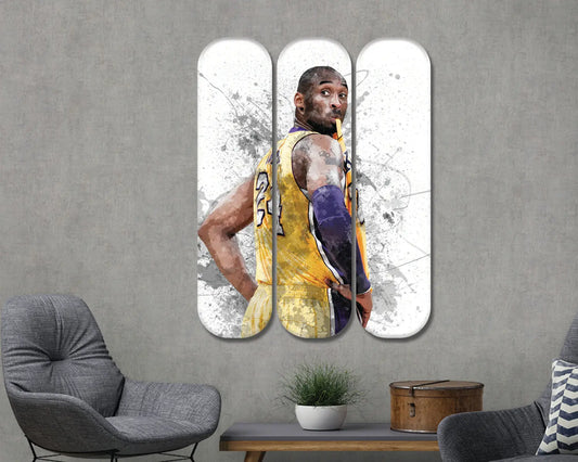 Arte mural de acrílico con la imagen de una patineta de Kobe Bryant