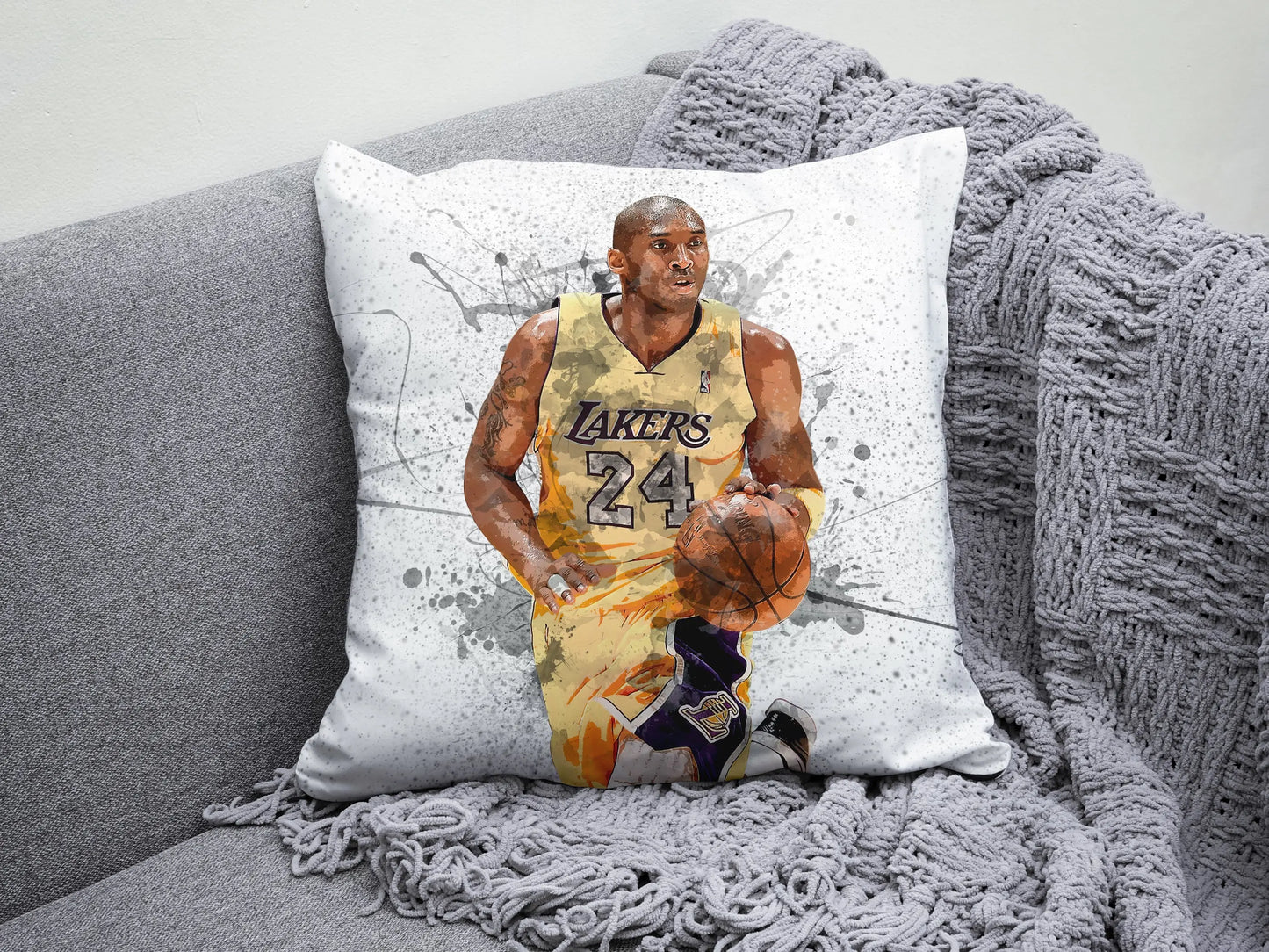 Almohada con efecto salpicadura de Kobe Bryant