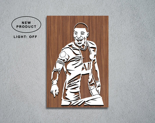 Kylian Mbappe LED Wooden Decal
