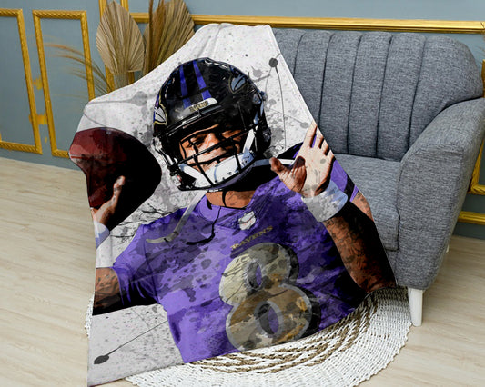 Lamar Jackson Splash Effect Fleece Blanket