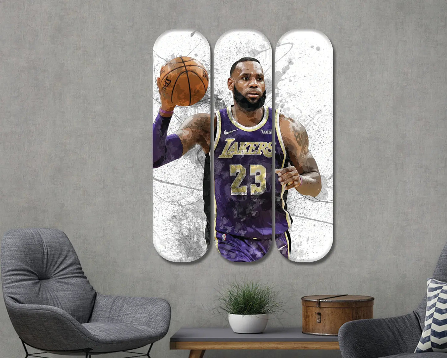 Arte mural de patineta acrílica de Lebron James