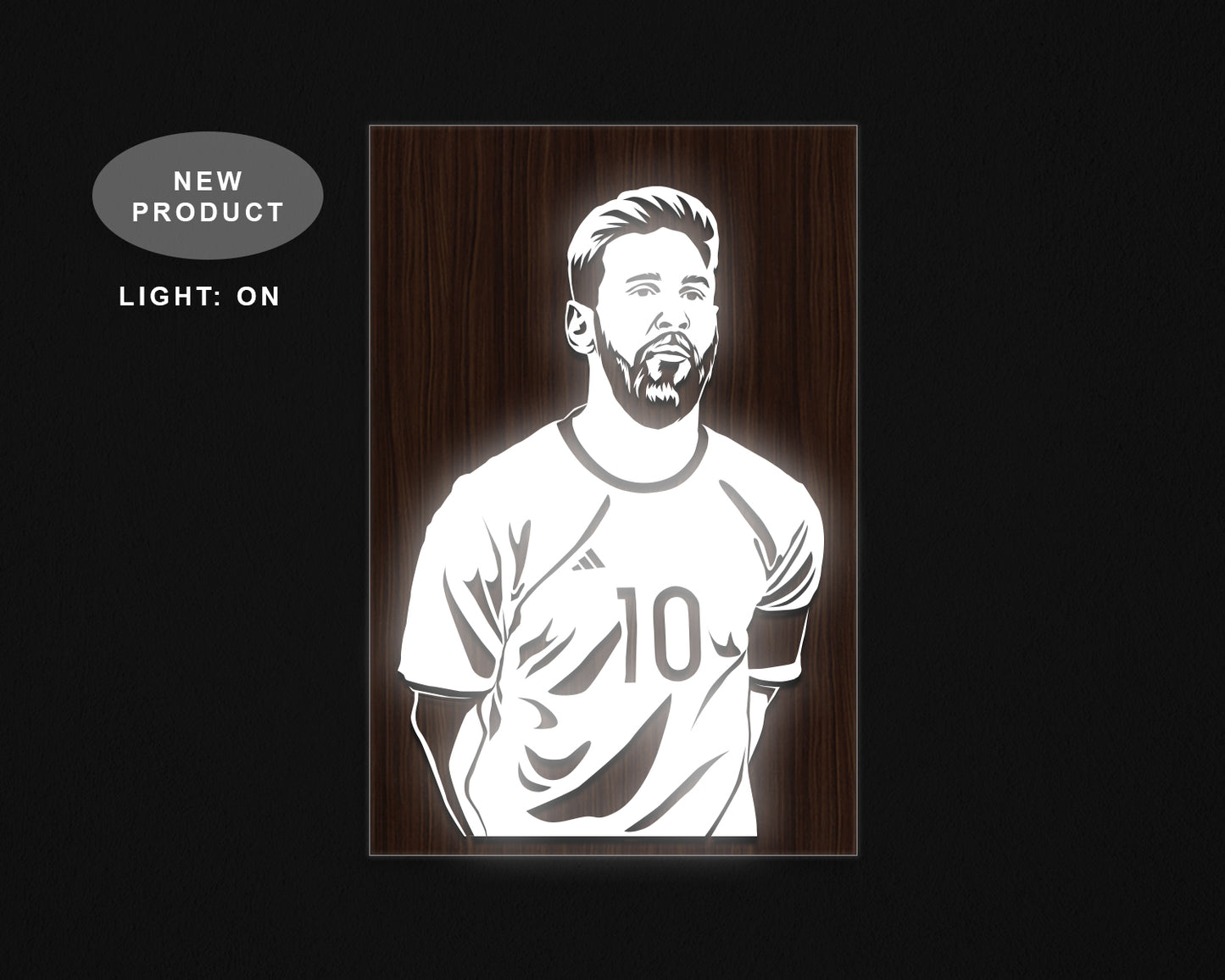 Lionel Messi LED Wooden Decal