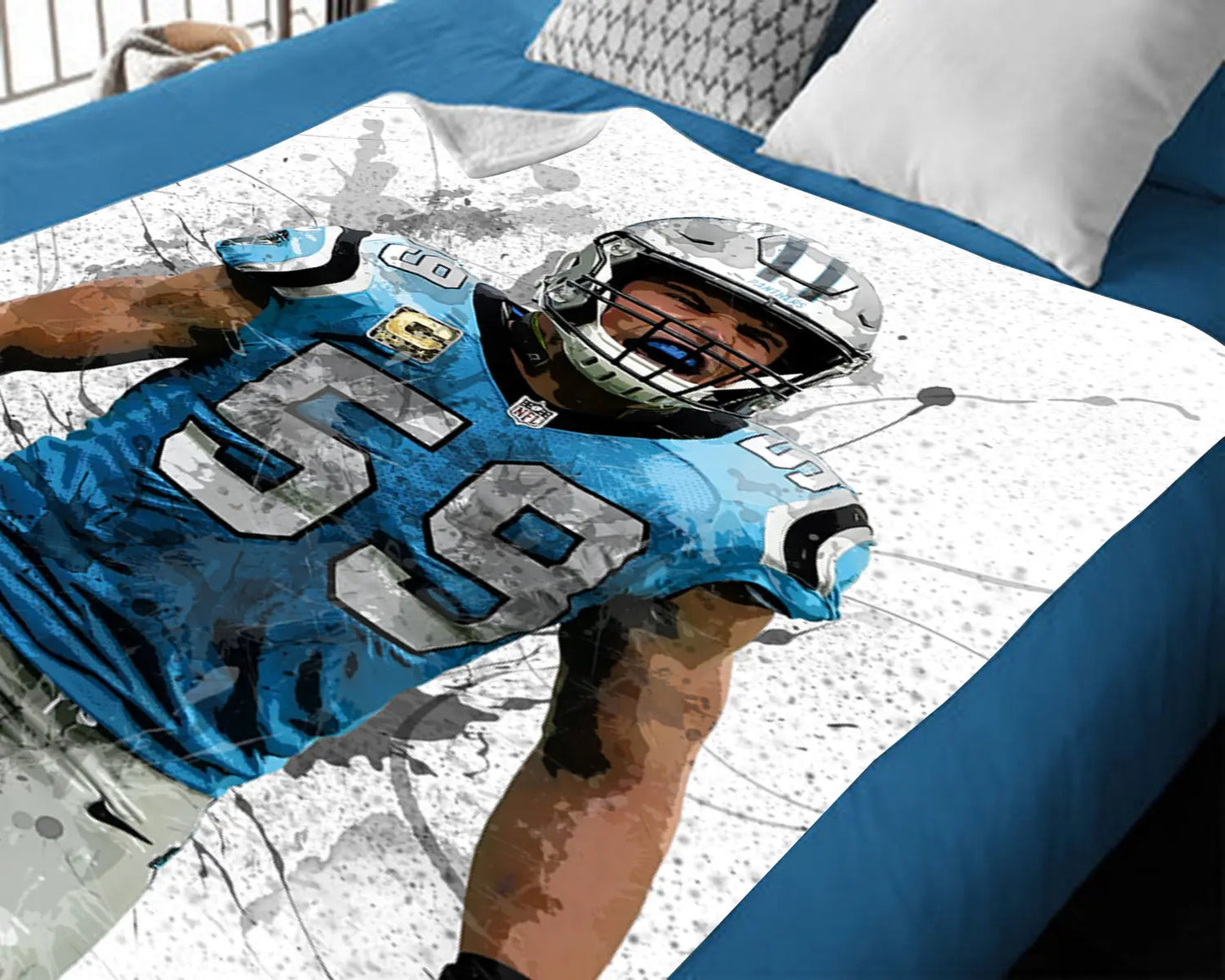 Luke Kuechly Splash Effect Fleece Blanket